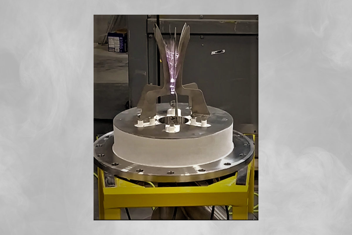 OxEon Energy’s plasma reformer during its electrode arc test.