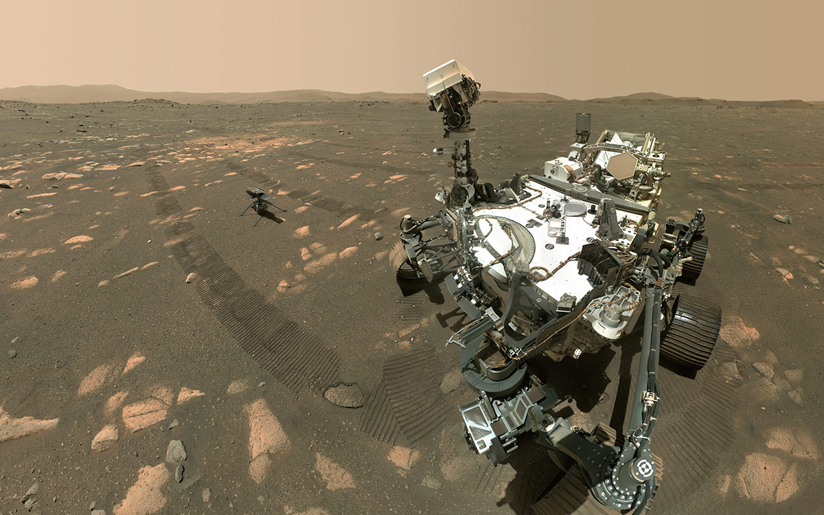 NASA’s Perseverance Mars rover took a selfie with the Ingenuity helicopter.